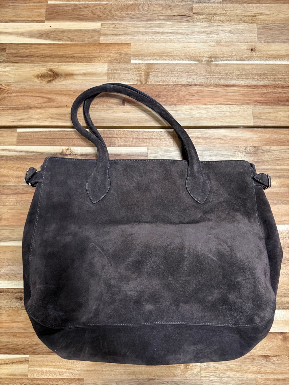 Reformation Oversized Patrizia Bag in Chocolate Brown Boss Suede Purse $598 - Picture 7 of 12